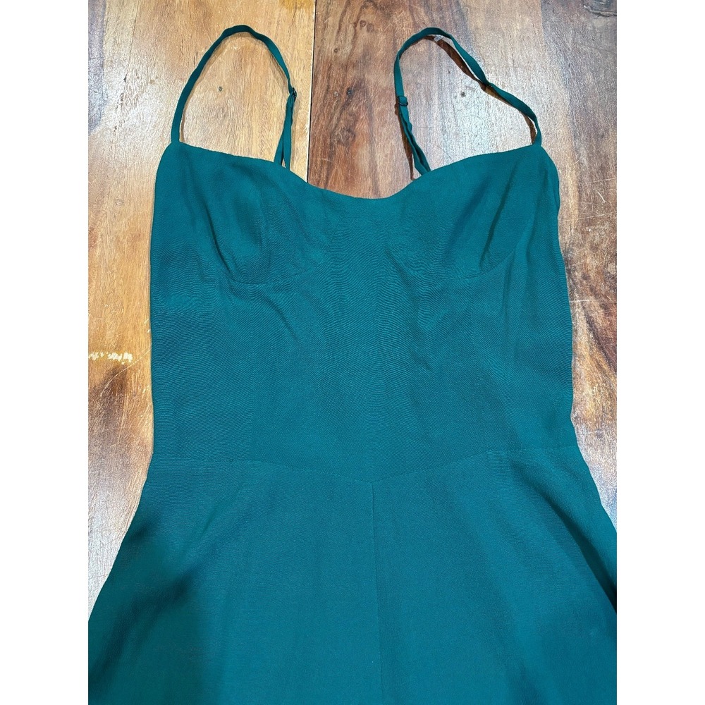Reformation green jumpsuit womens' size 2 ruched back‎ wide legs viscose - Picture 2 of 10
